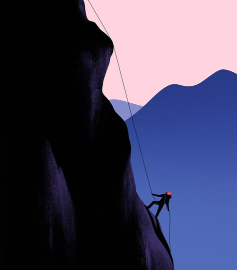 Thomas Danthony, Climbing Art, Rock Singer, Gig Poster, Rock Climbers, Paper Illustration, Landscape Illustration, French Artists, Rock Climbing