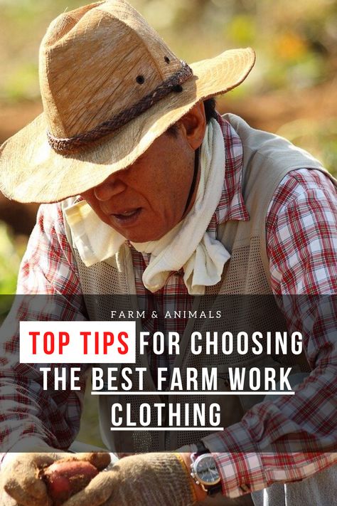 Farming is dirty work, so it only stands to reason that you need a specific and special wardrobe to do your farm chores. You’ll want to stay comfortable, well protected and presentable while you work around your homestead or small farm. In this article, we discuss the most important items of clothing that belong in any farmer’s wardrobe. Read on to learn more on how to choose the best clothing for farm work. Farm Work Outfit, Homestead Outfits, Farmer Clothes, Work Attire Summer, Farm Chores, Farm Hacks, Farmer Outfit, Farm Work, Farm Clothes