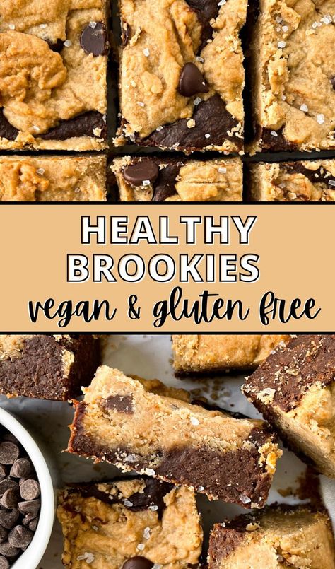 Gluten Free Desserts Oat Flour, Dessert Recipes Gluten Free Dairy Free, Gluten Free Dairy Free Healthy Dessert, Oat Flour Protein Cookies, Vegan Brookies Recipe, Eggless Brookies Recipe, Gluten Free Brookies, Healthy Brookie Recipe, Vegan Fall Baking