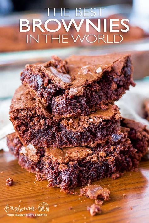 Get the best brownie recipe from scratch! Chewy in the middle, crinkly tops, and perfect chocolatey flavor. Easy homemade brownies that hit every mark! #dessert #brownies Healthy Homemade Brownies, Home Made Brownies From Scratch, Easy Homemade Desserts From Scratch, Brownie Recipe From Scratch, Homemade Brownies From Scratch, Easy Homemade Brownies, The Best Brownie Recipe, Homemade Brownies Easy, The Best Brownies