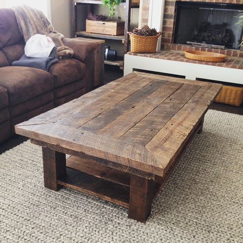 Check out this amazing piece JM Franklin​ made using our reclaimed heart pine!!! Beautiful!!! Will post the matching pedestal table that was made to go beside the couch next. ❤️ Coffee Table Woodworking, Coffee Table Rustic, Wood Coffee Tables, Rustic Wood Coffee Table, Wood Tables, Diy Rustic Coffee Table, Barn Wood Coffee Table, Farmhouse Coffee Table, Rustic Coffee Table