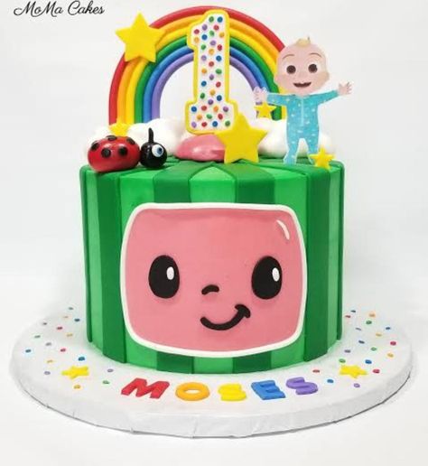 Watermelon Cake Ideas, Watermelon Cakes, Cake Watermelon, Birthday Cake Pinterest, Toddler Birthday Cakes, Cocomelon Cake, Melon Cake, Kids Birthday Party Cake, Boys 1st Birthday Cake