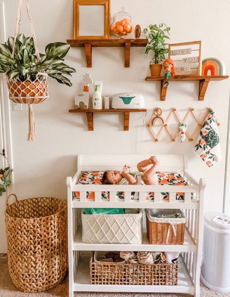 Nursery Ideas Orange, Orange Nursery Ideas, Orange Nursery, Boho Baby Nursery, Boho Baby Room, Baby Nursery Inspiration, Baby Room Themes, Nursery Room Design, Baby Room Inspiration