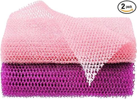 Amazon.com: 2 Pcs African Net Sponge,African Exfoliating Net,Long Exfoliating Bath Sponge,African Towel Exfoliating,Nylon Net,African Net Wash Cloths,Multipurpose net,Back Scrubber for Shower(Pink，Purple) : Beauty & Personal Care African Net Sponge, Bath Sponges, Back Scrubber, Body Scrubber, Wash Cloths, Bath Sponge, Girly Bags, Pink Body, Smell Good