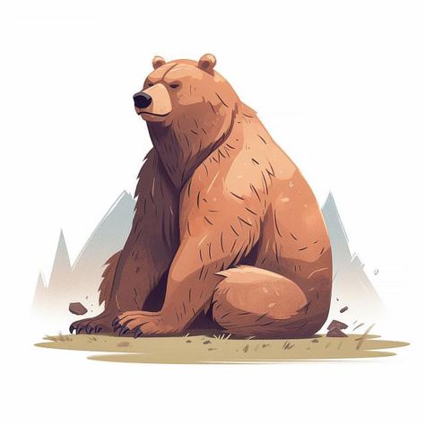 Brown Bear Cartoon, Bear Sitting, Illustration Nature, Bear Tattoos, Bear Brown, Illustration Animation, Bear Illustration, Tree Drawing, Bear Stuffed Animal