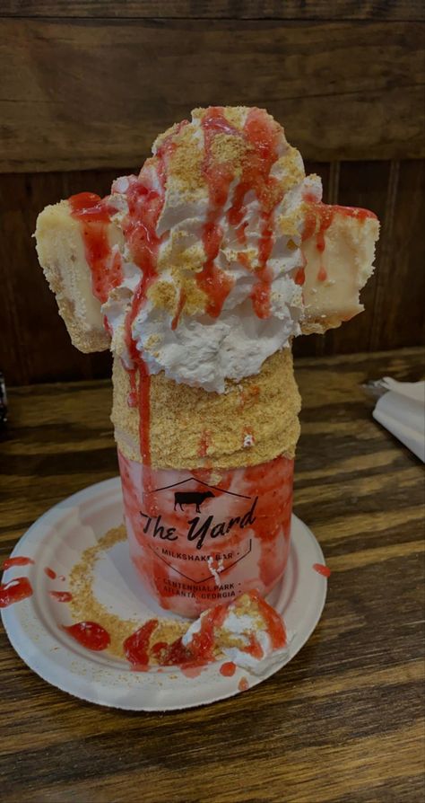 📍The Yard Milkshake Bar, Atlanta Big Milkshakes, Strawberry Cheesecake Milkshake, Cheesecake Milkshake, The Yard Milkshake Bar, The Yard Milkshake, Milkshake Bar, Garden Party Birthday, Dinner Dates, Easy Baking Recipes Desserts