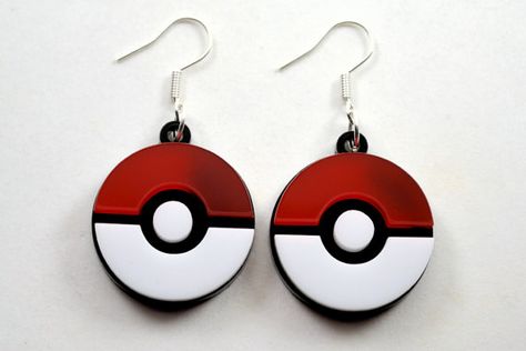 Pokemon Pokeball Laser Cut Acrylic Earrings. $20.00, via Etsy. Pokémon Earrings, Pokemon Earrings, Laser Cut Earrings Acrylics, Geeky Clothes, Stackers Jewellery, Anime Earrings, Shiny Jewelry, 3d Jewelry, Laser Cut Jewelry