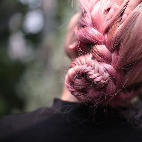 Pink braided perfection by Malaysia's @centrohairsalon - quirky, cute & flawlessly done! . #hair #hairstyle #hairup #hairstyling #braid #plait #pink #pinkhair #hairinspiration #hairinspo #bbloggers #beauty #regram #bun #updo #hairideas #aesthetic #hairgoals Pink Hair In Braids, Pink Braids Aesthetic, Pink Hair Aesthetic Faceless, Pink Hair Updo, Pink Braided Hair, Shuri Von Neuschwanstein, Simple Braid Hairstyles, Pink Hair Aesthetic, Simple Braid