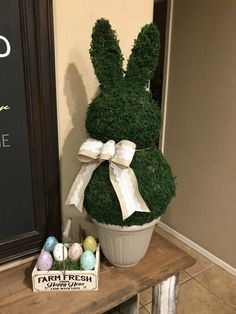 The perfect porch decor for this upcoming Easter season! diy | easter crafts | easter decor | decor | diy decor | diy easter decor | holiday | diy holiday crafts | deasy holiday crafts | porch decor Easter Planter Ideas Front Porch, Easter Topiary Diy Front Porches, Easter Porch Ideas, Easter Front Porch Ideas, Easter Planter Ideas, Easter Porch Decor Outdoor, Outdoor Easter Decorations Diy, Easter Front Porch Decor, Easter Front Porch