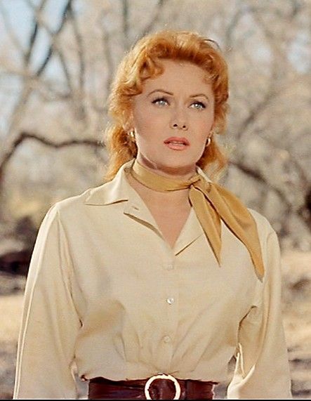 Rhonda Fleming in  "Gunfight At The O.K. Corral" - John Sturges (1957) Redhead Costume, Early Hollywood, Rhonda Fleming, Famous Actresses, Loretta Young, Rita Moreno, Western Film, Hollywood Actress, Marilyn Monroe Photos