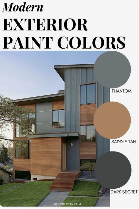 Modern Exterior Paint, Benjamin Moore Paint Colors Gray, Modern Exterior Paint Colors, Exterior House Paint Color, Paint Color Combinations, Modern Paint Colors, Exterior House Colors With Brown Roof, Exterior Color Palette, Exterior House Colors Ranch Style