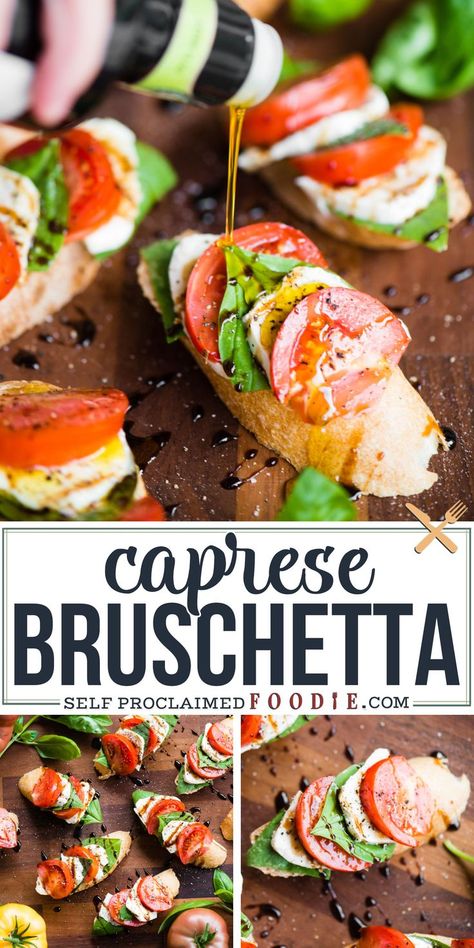 Bruschetta Serving Ideas, Caprese Toast Appetizers, Tomato Mozzarella Basil Bruschetta, Caprese Bruschetta Recipe, Tomato Mozzarella Toast, Appetizer Summer, Bruschetta With Mozzarella, Caprese Salad Appetizer, Caprese Toast