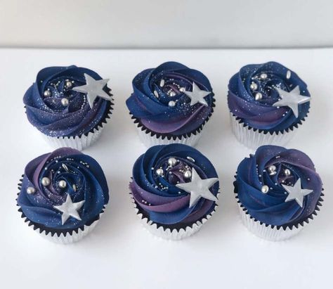 Under The Stars Cupcakes, Stars Cupcakes, Star Cupcakes, Blue Cupcakes, Star Wars Wedding, Wedding Cupcakes, Star Wedding, Cup Cakes, Under The Stars