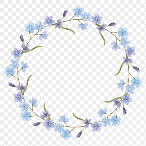 Blue Flower Png, Flower Wreath Illustration, Sticker Images, File Decoration, Graphic Design University, File Decoration Ideas, Circle Clipart, Blue Bell Flowers, Card Making Designs