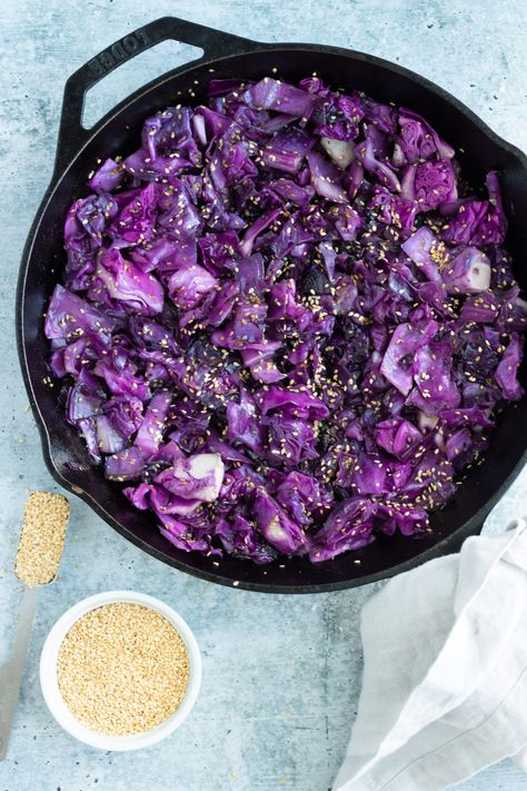 Sauteed Purple Cabbage Recipes, Sautéed Purple Cabbage, Purple Caggage Recipes, Cabbage Recipe Keto, Cabbage Recipe Healthy, Purple Cabbage Recipe, Cabbage Kimchi Recipe, Sweet And Sour Red Cabbage, Purple Cabbage Recipes