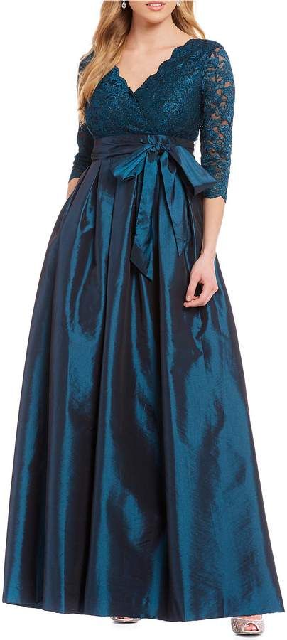 Jessica Howard Scalloped Surplice V-Neck Belted Ballgown Women With Sleeves, Mother Of The Bride Dresses Long, Wedding Hankies, A Line Maxi Dress, Mob Dresses, Wild Orchid, Jessica Howard, Yes To The Dress, Formal Dresses For Women