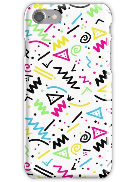 Retro 80's 90's Neon Pink Green Blue Yellow Doodle iPhone 7 Snap Case 90s Pattern, Doodle Sketch, Postcard Size, Paper Texture, Neon Pink, Doodle Art, Blue Yellow, Pink And Green, Decorative Throw Pillows