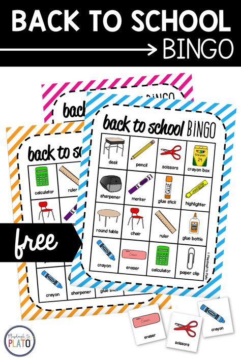 First Day Of School Games First Grade, First Day Of School Bingo, Back To School Bingo Free Printable, Back To School Party Games, First Day Of School Games, Letter Of The Week Crafts, School Group Activities, Back To School Games, Back To School Bingo