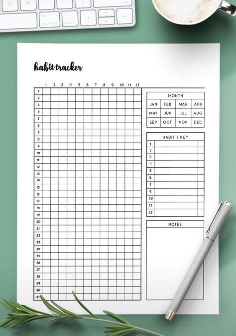 Habit Tracker Template, World Of Printables, Daily Progress, Habit Tracker Printable, Tracker Template, Time Tracker, Household Planner, Tracker Printable, Planner Bundle