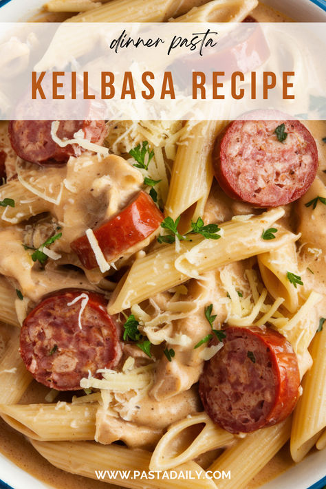 Skip the dishes mountain tonight! 🍝 This One Pot Pasta Kielbasa is your answer to EASY + DELICIOUS. Smoky sausage, perfectly cooked pasta, all swimming in a dreamy sauce. Trust me, this one's going into your weekly rotation! 🔥 Grab the recipe now! Keilbasa Recipes Creamy, Kabasa Sausage Spaghetti, Kielbasa Sausage Pasta, Kilbasa Pasta, Pasta With Kielbasa Sausage, Kiabossa Sausage Recipes, Kolbasa Sausage Recipe, Kiebalsa Sausage Recipe, Kielbasa And Pasta Recipes