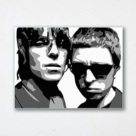 Oasis Painting Band, Oasis Painting, Posters To Draw, Canvas Textured Art, Music Pop Art, Liam Gallagher Oasis, Oasis Band, Room Paintings, Noel Gallagher