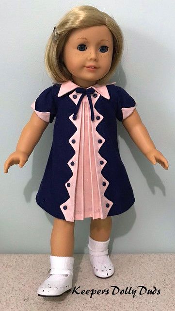 Patterns For Toys, Kit Kittredge, Navy And Peach, Playsuit Pattern, Clothing Projects, Doll Clothes Pattern, American Girl Crafts, American Girl Doll Clothes Patterns, American Doll Clothes