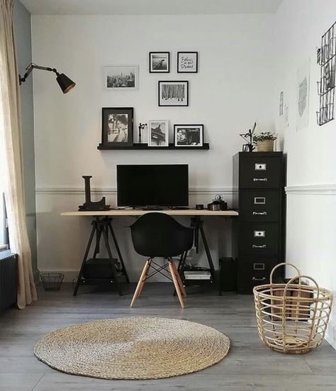 Black White Home Office, Black And White Home Office, Home Office Interior Design, Crypto Portfolio, White Home Office, Black White Home, Home Office Interior, Black And White Home, Black Interior Design