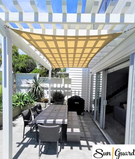 Stylish and functional SHADE SAIL installed under a pergola in Point Chevalier, Auckland😎  We offer a fantastic range of colours with 91-95% UVR block⛱️. Plus, our fabrics are stain and dirt resistant, which means they are extremely low maintenance.  Call us now on 📞0272007034. Get a FREE INSTANT QUOTE!  Order your custom made shade sails today!  FREE MEASUREMENT AND INSTALLATION SERVICE   https://sunguard.nz/shade-sails Follow us on Facebook: https://www.facebook.com/sunguard.nz  #shadesailnz Shade Sail Pergola, Pergola Shade Sail, Sail Pergola, Pergola With Shade Sail, Pergola With Shade, Timber Pergola, Sun Sail Shade, Aluminum Pergola, Metal Pergola