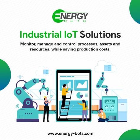 Industries need to be Industry 4.0 ready! #EnergyBots Industrial IoT solutions can digitize your installations and enterprises to make them energy and cost efficient. Our Industrial IoT solution enables a higher degree of automation by using cloud computing to refine and optimize the process controls. #EnergyConsumption #EnergySaving #IoT #IoTTechnology #InternetOfThings #IoTSolutions #SmartMeter #IoTSmartMeter #SmartMetering #SmartFarming Process Control, Cloud Computing, Save Energy, Poster Design, Energy, Technology, Design