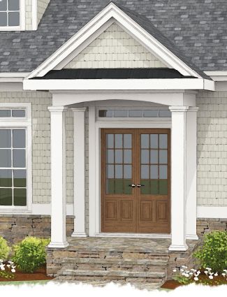 Small Covered Entry Porch, Gable Roof Porch Front Entry, Small Porch Design, Portico Addition, House Entrance Exterior, Porch Construction, Porch Cover, Front Portico, Portico Entry