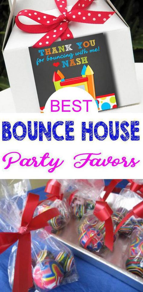 Bounce House Party Favors! Bounce House birthday party bags, goodie bag & more ideas. Get the best Bounce House birthday party ideas. Best ideas for boys and girls for a bday or classroom party. Candy, gum, toys & more kids and children of all ages will love. DIY or buy some fun Bounce House party favors. Find Bounce House birthday party ideas now! Bounce Theme Birthday Party, 3rd Birthday Party Bounce House, Bounce House Birthday Party Decorations, Jump Birthday Party Ideas, Bounce Party Favors, Jumping Birthday Party Ideas, Inflatable Birthday Party Ideas, Bouncy House Birthday Party Ideas, Bounce Birthday Party Ideas