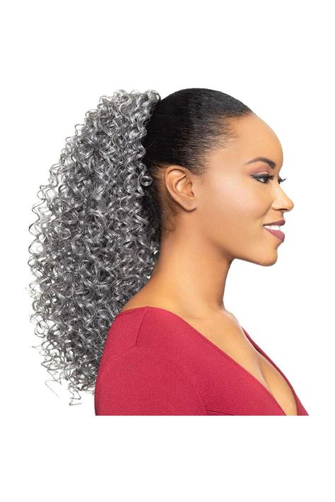 Alicia Beauty Foxy Silver Colletions, Elegant Synthetic Curly 20 Inch Long Hair Piece Ponytail, Dome and Drawstring Gorgeous Grey - DS019 (280) Perfect Ponytail, Ponytail Wig, Curly Ponytail, Drawstring Ponytail, Curly Hair Extensions, Ponytail Hair Extensions, Afro Puff, Ponytail Hair, Sleek Ponytail