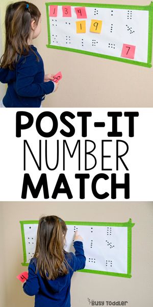 Post-It Number Match #busytoddler #toddler #toddleractivity #easytoddleractivity #indooractivity #toddleractivities #preschoolactivities #homepreschoolactivity #playactivity #preschoolathome Kindergarten Homeschool Math Activities, Counting To 20 Preschool Activities, Fun Math Activities Preschool, Math Preschool Center Ideas, Number Math Activities Preschool, Small Group Math Preschool, Preschool Concepts Activities, Number Learning Activities Preschool, Math Game Preschool