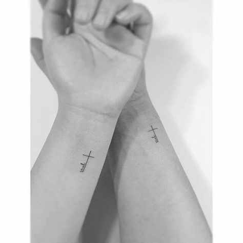 Godly Couple Tattoos, Spouse Tattoos, Arm Tattoos Lettering, Word Tattoo Ideas, Small Cross Tattoos, Small Couple Tattoos, Couple Tattoos Unique, Word Tattoo, Anklet Tattoos