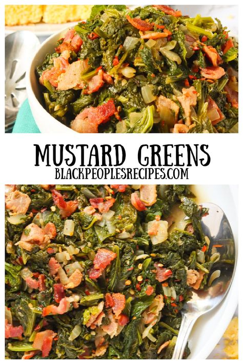 Soul Food Kale Greens, Mustard Greens In Instant Pot, Easy Mustard Greens Recipe, Crockpot Mustard Greens, Curly Mustard Greens Recipes, Frozen Mustard Greens Recipes, Fresh Mustard Greens Recipe, Southern Mustard Greens, Mustard Greens Salad