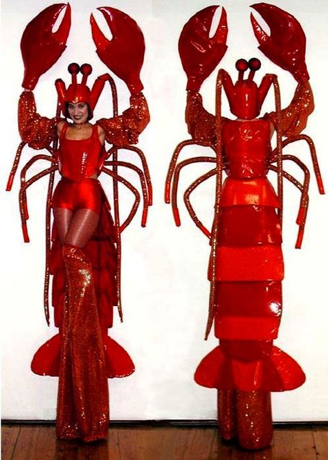 Lobster Costume Womens, Over The Top Costumes, Lobster Costume Diy, Crawfish Costume, Oyster Costume, Obscure Halloween Costumes, Lobster Fashion, Lobster Outfit, Shrimp Costume