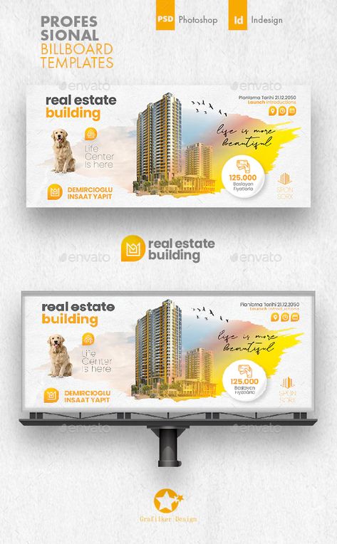 Real Estate Billboard Templates by grafilker | GraphicRiver Real Estate Billboard Design, Billboard Signage, Luxury Advertising, Product Banner, Real Estate Banner, Facebook Ads Design, Buy Real Estate, Sign Board Design, Architecture Portfolio Design