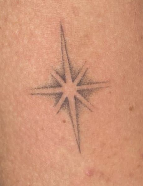 Nova Star Tattoo Ideas, 7 Stars Tattoo, Bright Star Tattoo, Cygnus Tattoo, 8 Point Star Tattoo, Star Burst Tattoo, Star Chest Tattoo, Starburst Tattoo, Black Star Tattoo