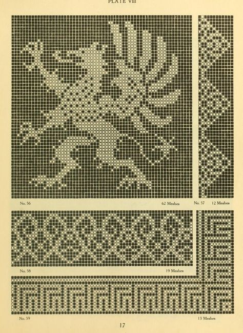 Medieval Embroidery, Fillet Crochet Patterns, Filet Lace, Dragon Cross Stitch, Graph Crochet, Crochet Book, Filet Crochet Charts, Fillet Crochet, Blackwork Embroidery