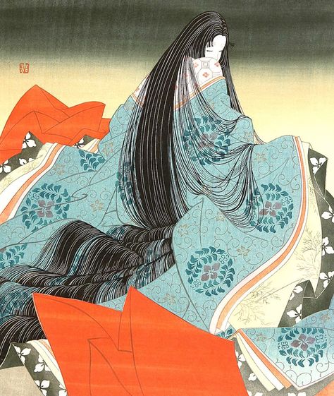 Click the IMAGE to learn more about the Rare Dreaming Beauties of Okada Yoshio...!!! The Tale Of Genji, Tale Of Genji, Heian Era, Japanese Art Prints, Japanese Folklore, Japanese Artwork, Japanese Illustration, Traditional Japanese Art, Art Japonais