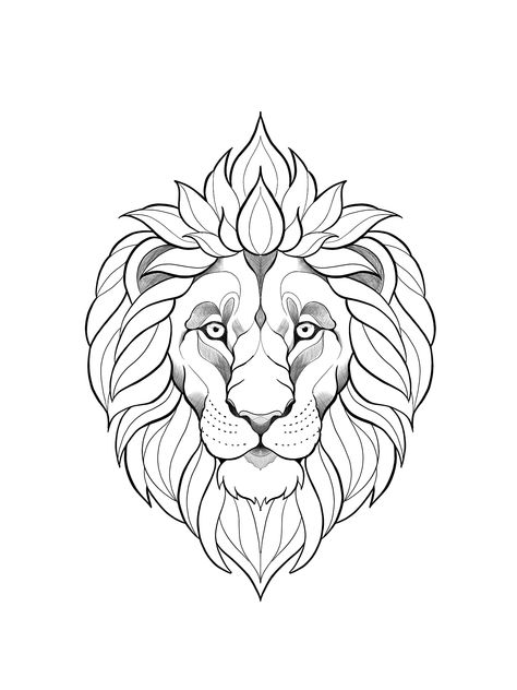 Lion Design Drawing, Lion Mandala Drawing, Geometric Lion Drawing, Lion Tattoo Stencil Drawings, Lion Head Tattoo Stencil, Lion Head Outline, Lion Line Drawing, Batman Pumpkin Stencil, Buddah Sleeve Tattoo