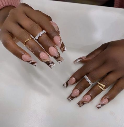 (paid link) Types of Manicures, Nails and Polish: Your qualified Guide. 200s Nails, Acrylic Nail Designs Black, Trendy Brown Nails, Brown Acrylic Nails, Brown Nails Design, Nail Acrylic, Long Acrylic Nail Designs, Nails Now, Colored Acrylic Nails