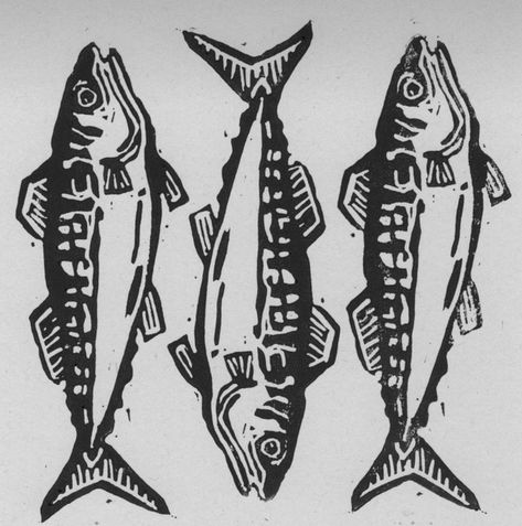 Fish Lino Print, Mackerel Fish, Stunning Tattoos, Linocut Printmaking, Lino Art, Arte Punk, Linocut Art, Printmaking Art, Fish Print