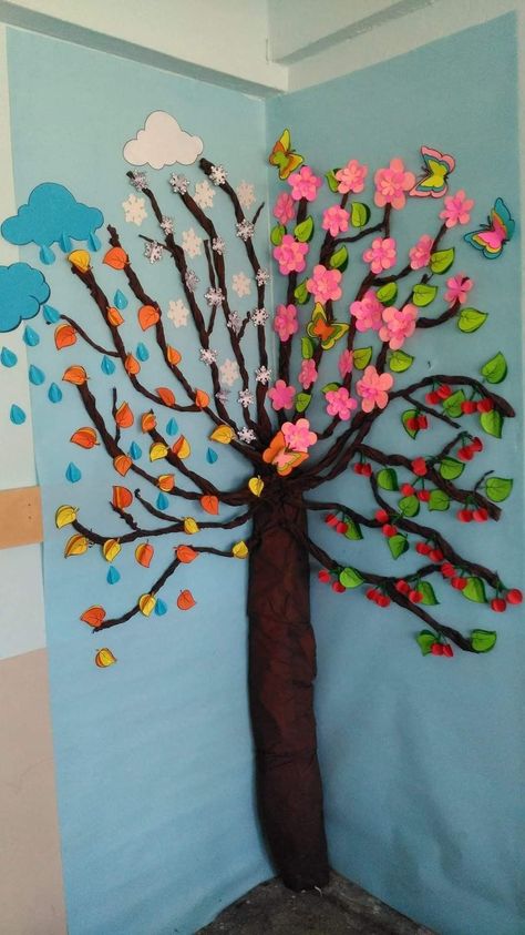 Classroom Tree, Diy Father's Day Crafts, Diy Preschool, Art Activities For Toddlers, Preschool Classroom Decor, Deco Nature, Hand Crafts For Kids, Art And Craft Videos, Animal Crafts For Kids