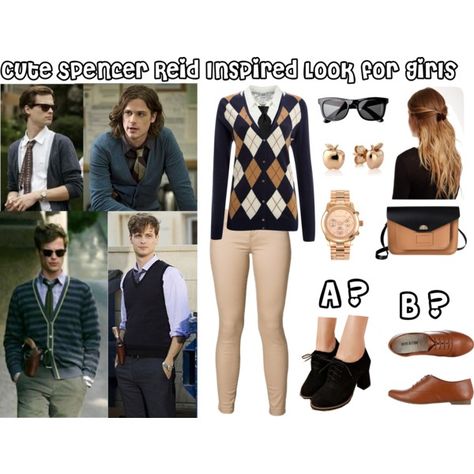 Dr.Reid Inspired Outfit by sarismar on Polyvore Spencer Reid Outfit Aesthetic, Spencer Reid Costume, Spencer Reid Outfit Ideas, Spencer Reid Inspired Outfits, Nerd Fashion Women, Spencer Reid Outfit, Beth Smith, Library Chic, Dr Reid