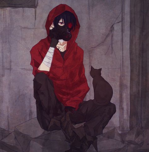 Short light-brown hair with ruby red eyes. Description from rpnation.com. I searched for this on bing.com/images Anime Gas Mask, Regard Animal, Gas Mask Art, Anime Black Hair, Aesthetic Boy, Masks Art, Manga Boy, Gas Mask