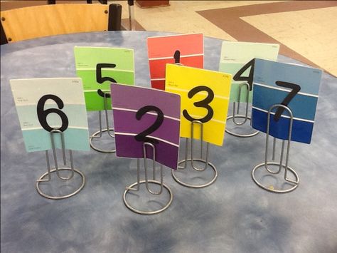 Classroom Table Numbers Signs, Hanging Table Numbers Classroom, Table Labels Classroom, Table Numbers For Classroom, Dollar Tree Classroom Hacks, Dollar Tree Classroom Ideas, Table Numbers Classroom, Classroom Trees, Classroom Table Signs