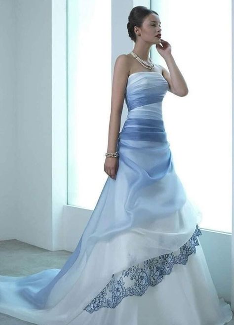 20 Something, Informal Wedding Dresses, Wedding Dress Patterns, White Wedding Dress, Blue Wedding Dresses, Blue And White Dress, Colored Wedding Dresses, Italy Wedding, Gorgeous Gowns