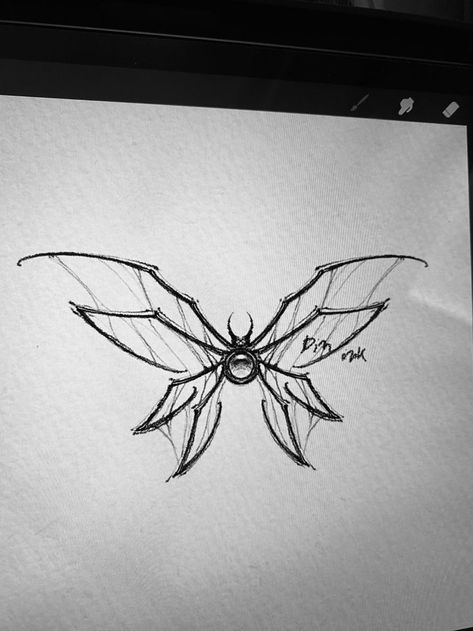 Spider Butterfly Drawing, Spider And Butterfly Tattoo, Cybersigilism Tattoo Butterfly, Spider Butterfly Tattoo, Creepy Butterfly Tattoo, Spiderweb Butterfly, Spider And Butterfly, Cybersigilism Tattoo Template, Small Spider Tattoo