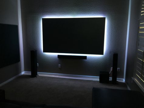 Led Around Tv, Tv With Lights Behind It, Led Lit Room, Ps5 Setup Bedroom Tv, All Black Room Ideas, Black Room Ideas For Men, All Black Room, Black Room Ideas, Tv Setup